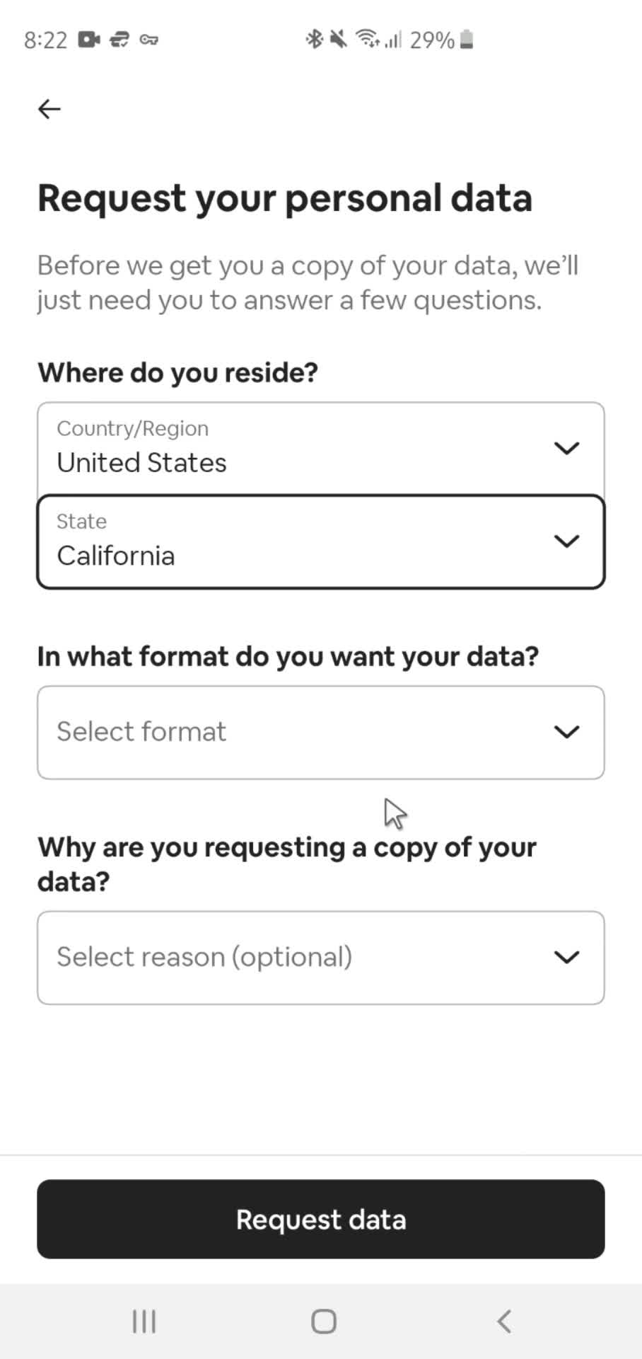 Downloading data screenshot