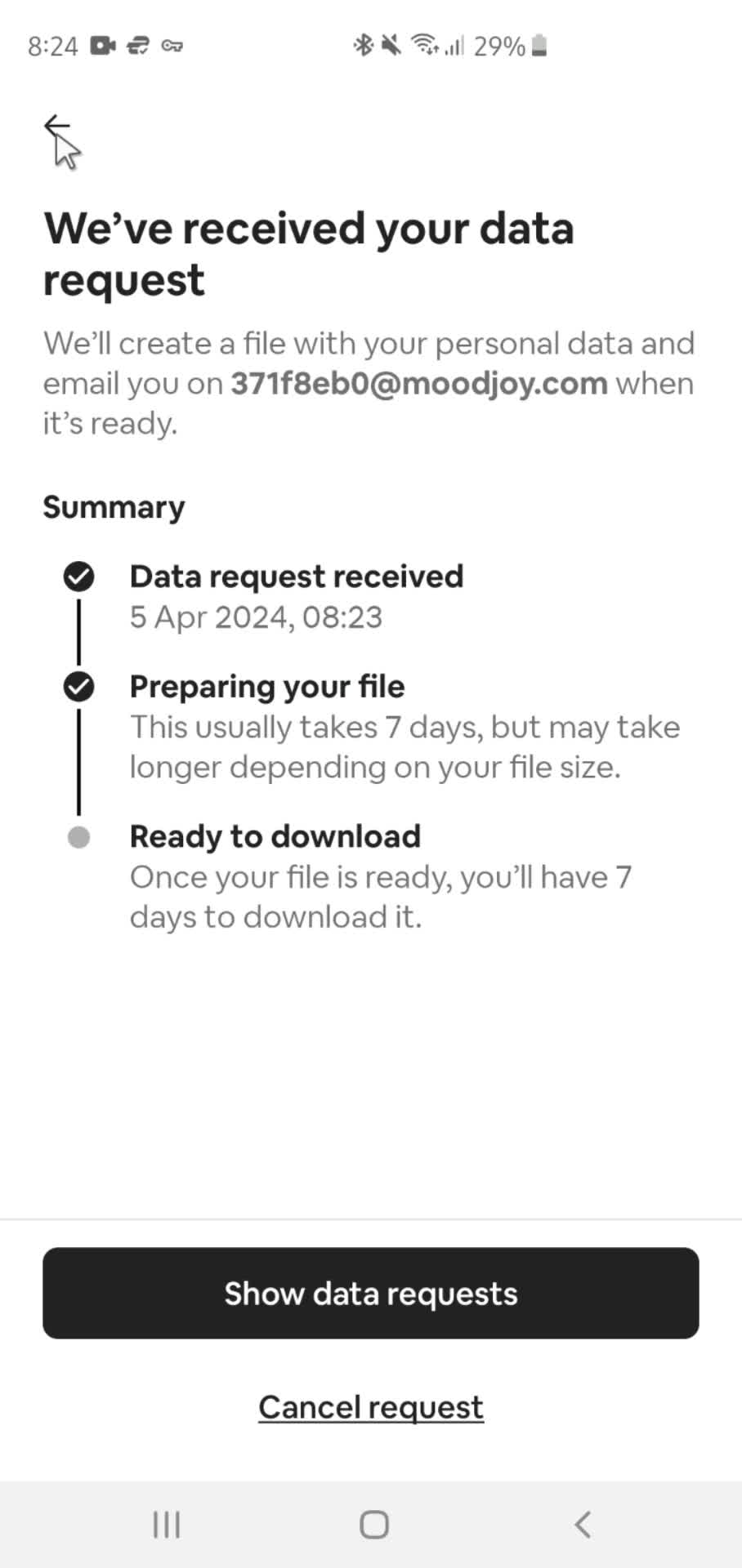 Downloading data screenshot