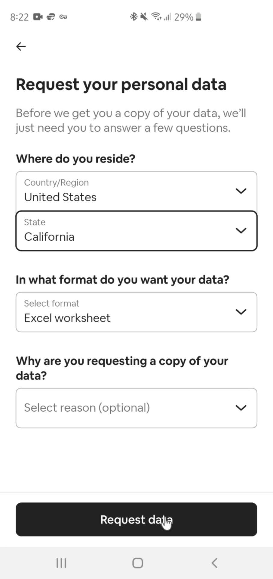 Downloading data screenshot