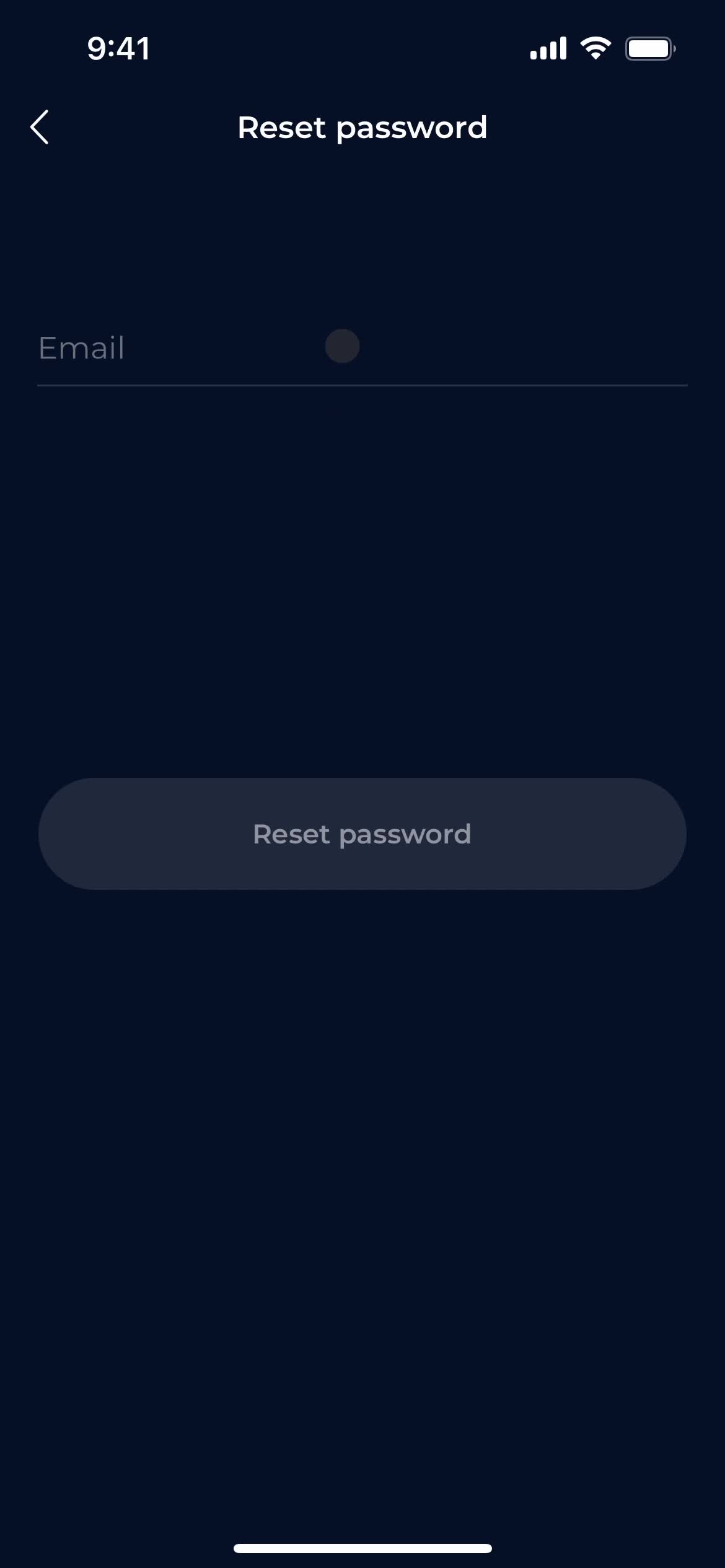 Resetting password screenshot