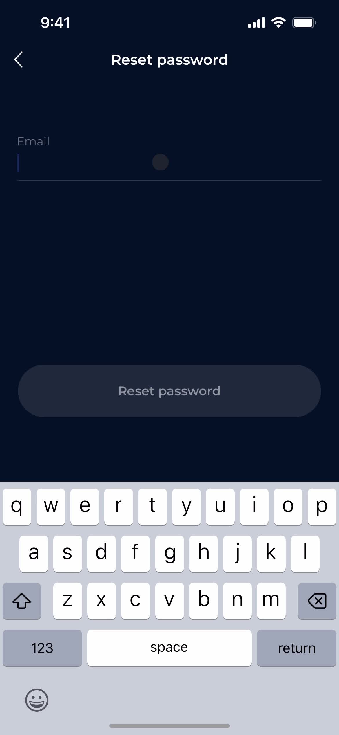 Resetting password screenshot