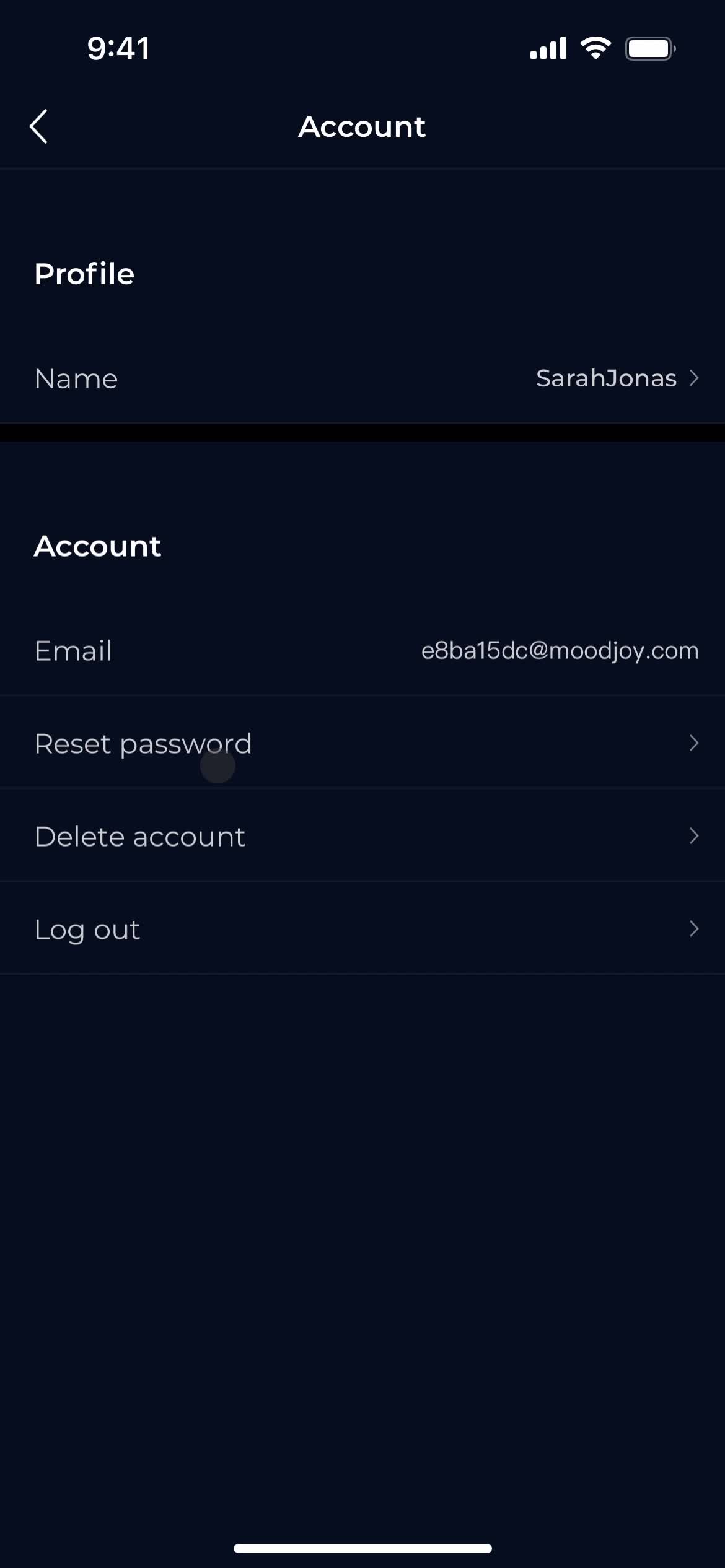 Resetting password screenshot