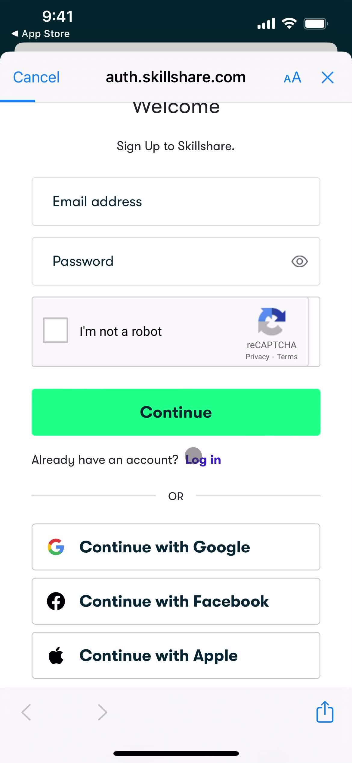 Resetting password screenshot