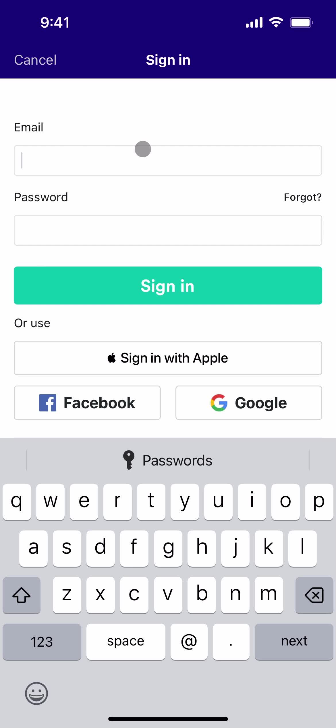 Resetting password screenshot