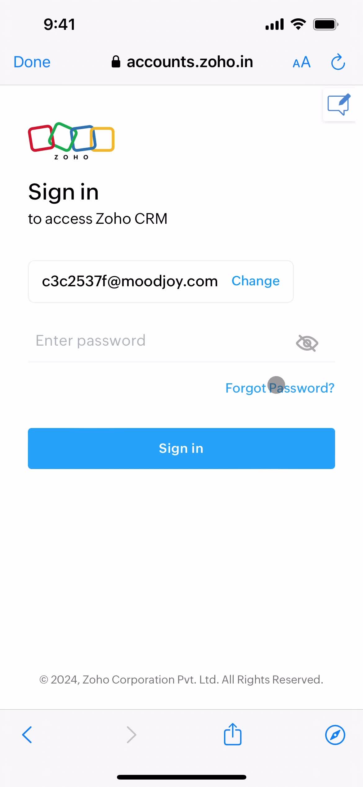 Resetting password on Zoho CRM video thumbnail