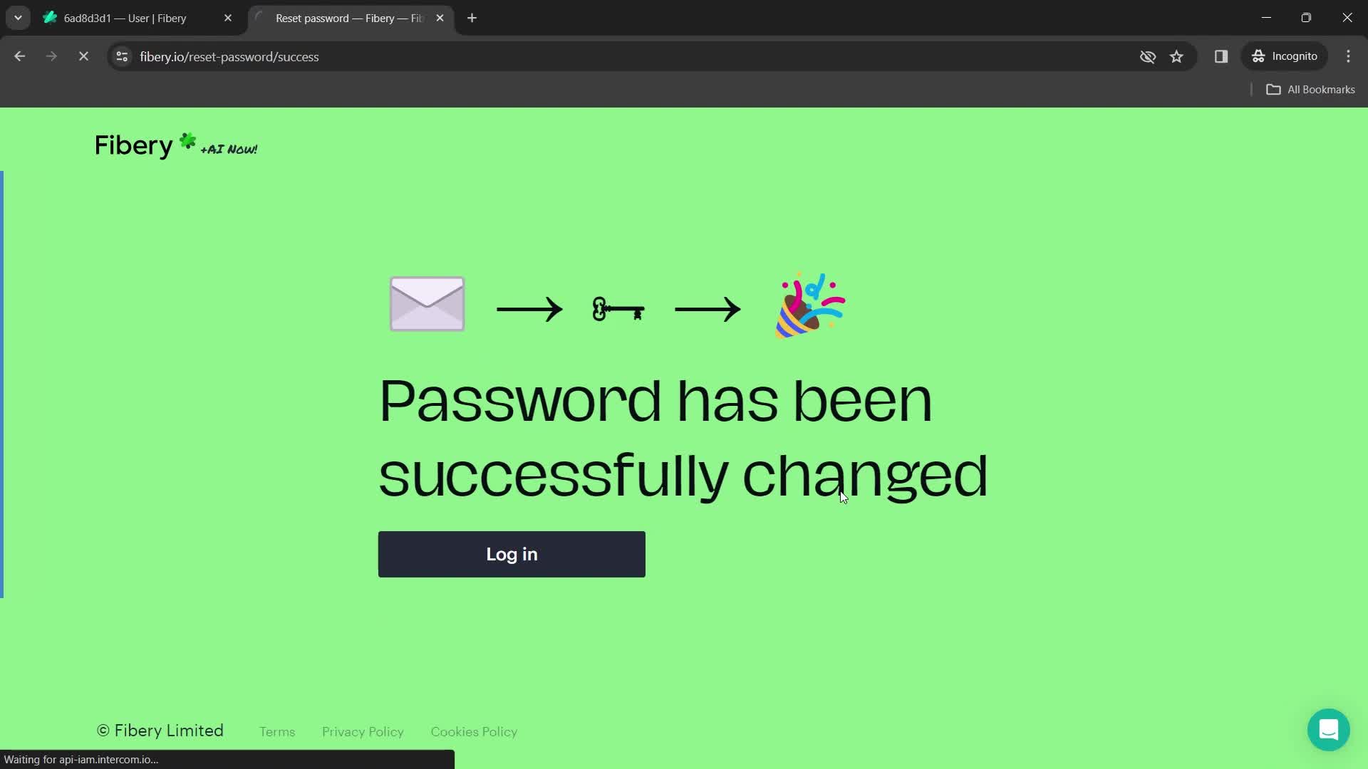 Resetting password screenshot