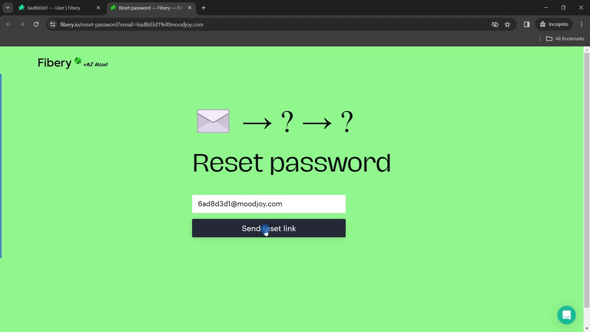 Resetting password screenshot