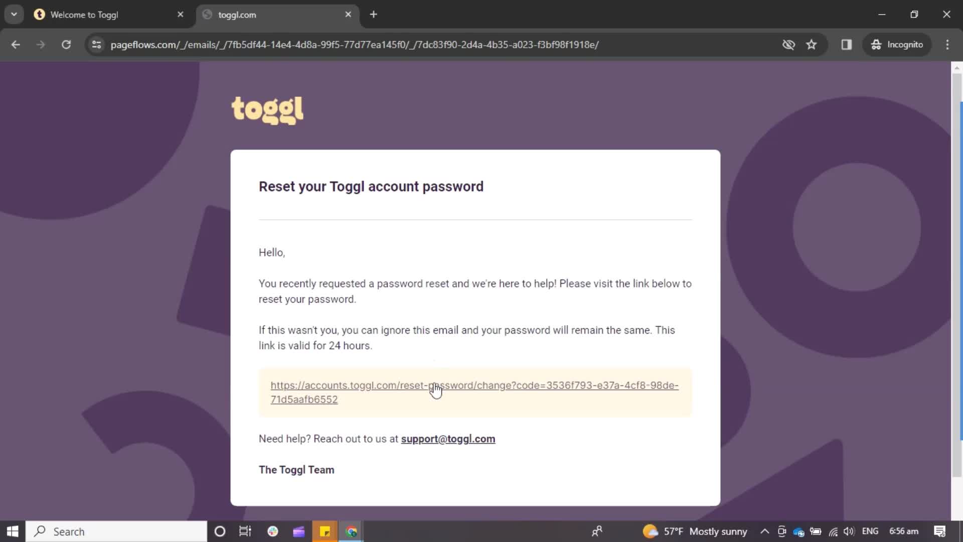 Resetting password on Toggl Track video thumbnail