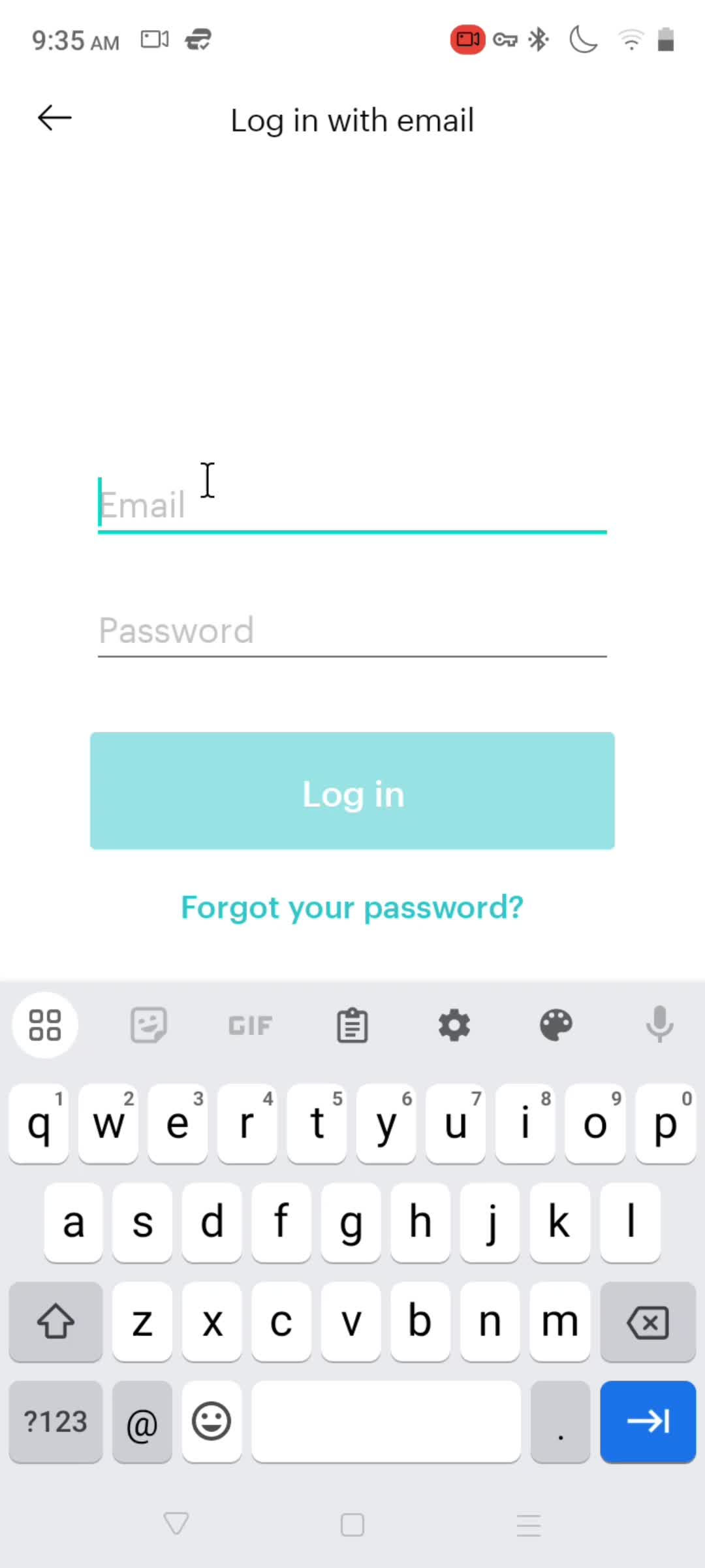 Resetting password screenshot