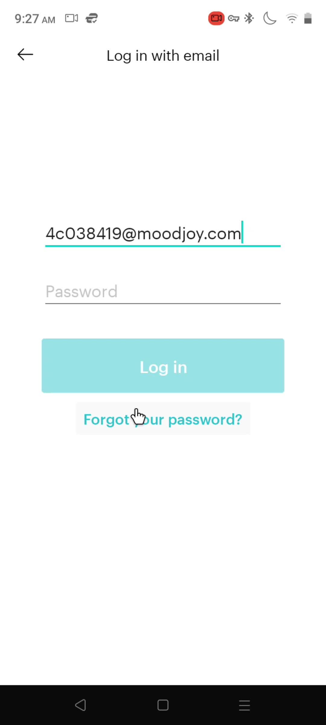 Resetting password screenshot