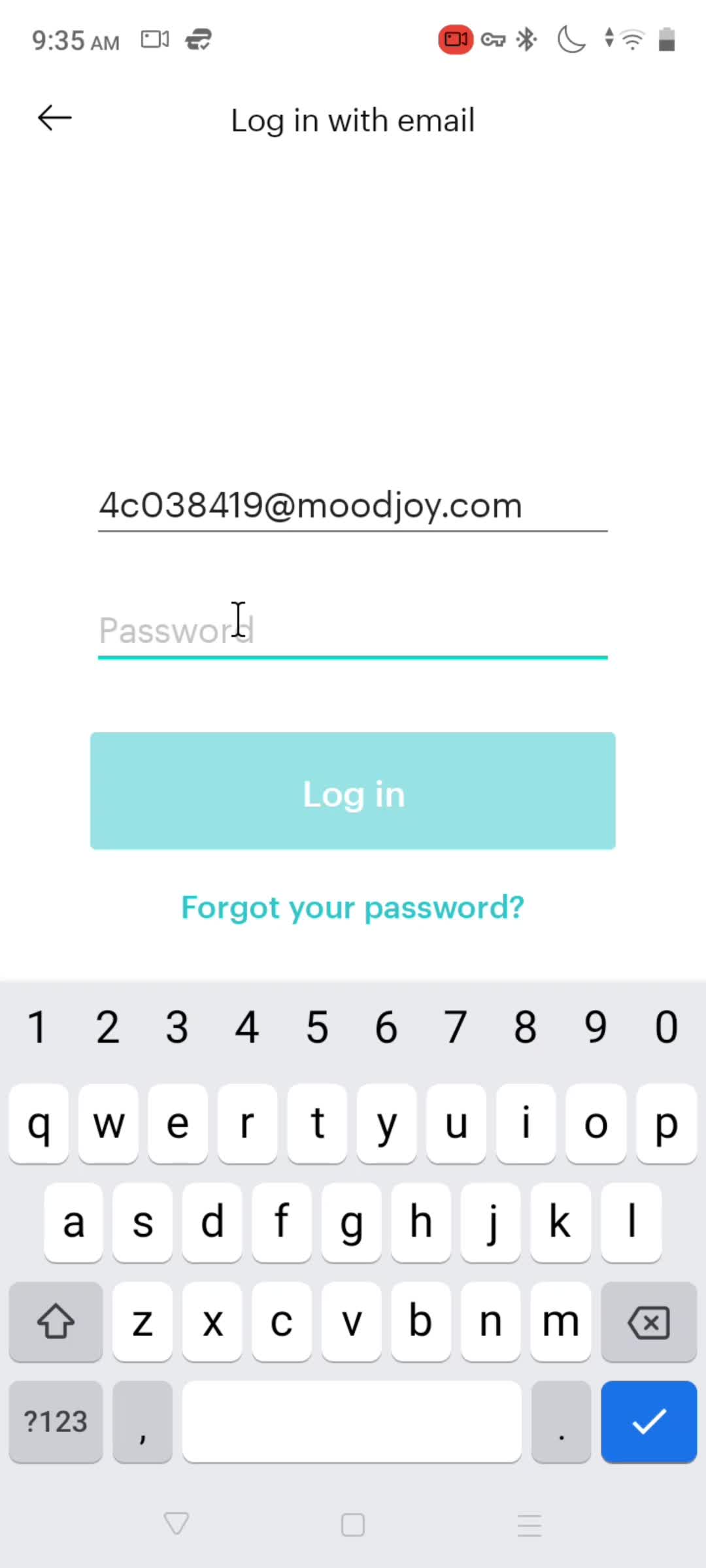 Resetting password screenshot