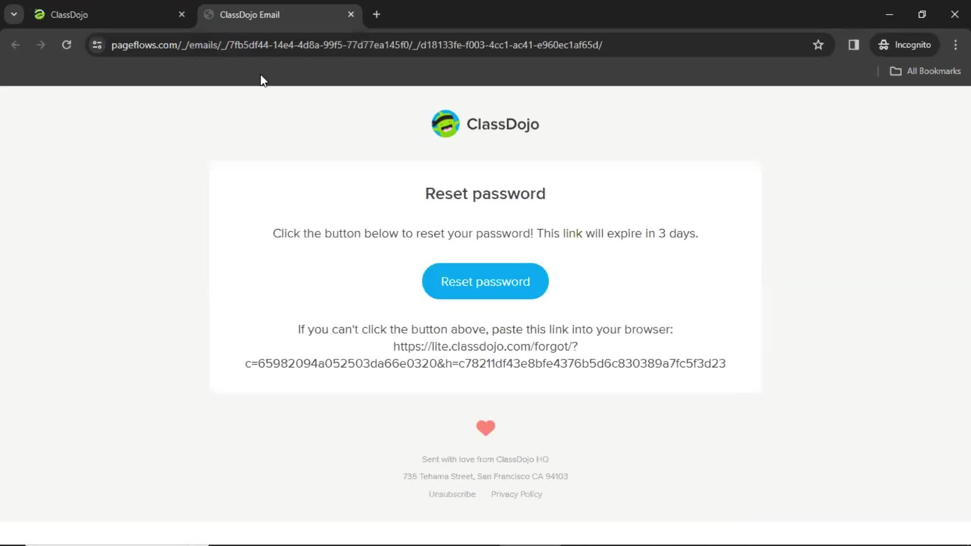 Resetting password on ClassDojo video thumbnail