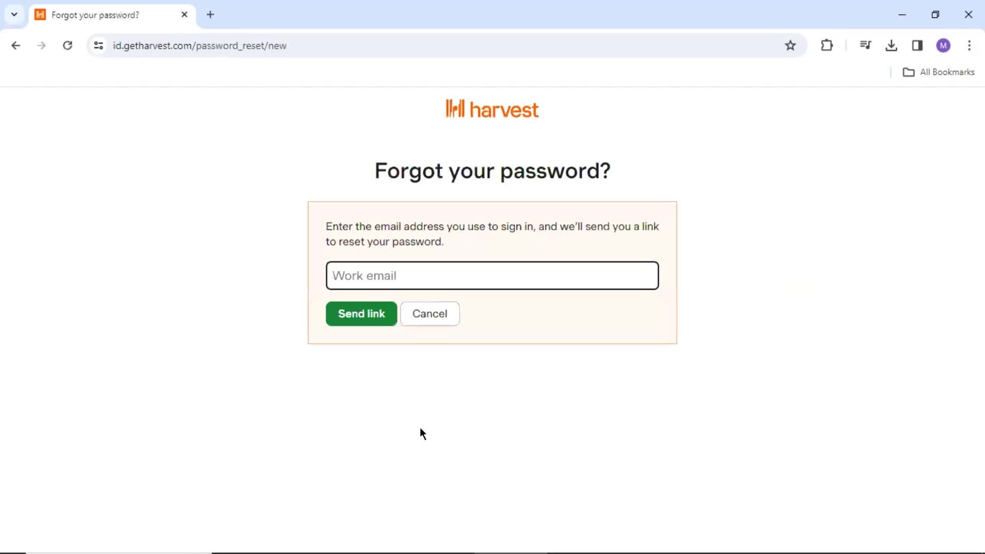 Resetting password screenshot