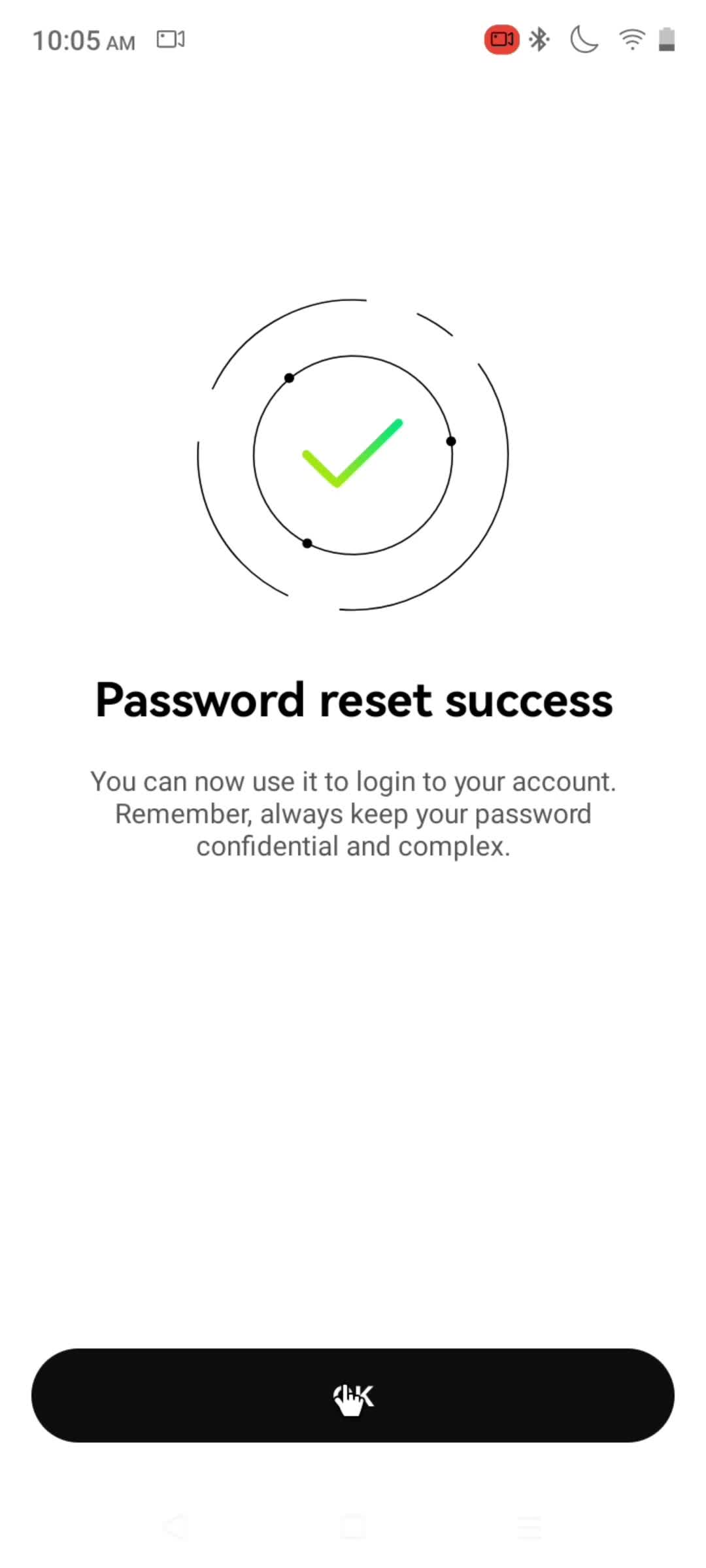 Resetting password screenshot