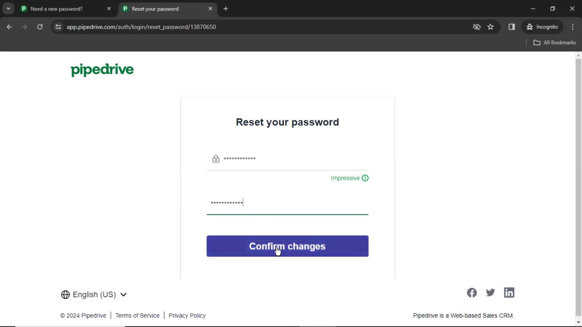 Resetting password on Pipedrive video thumbnail