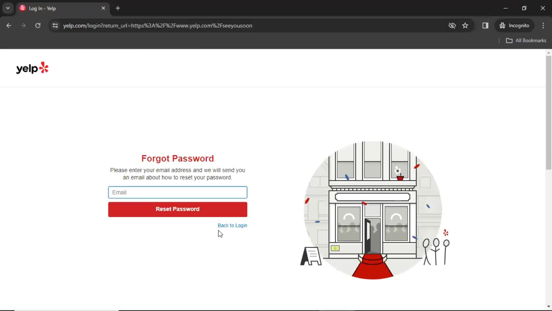 Resetting password screenshot