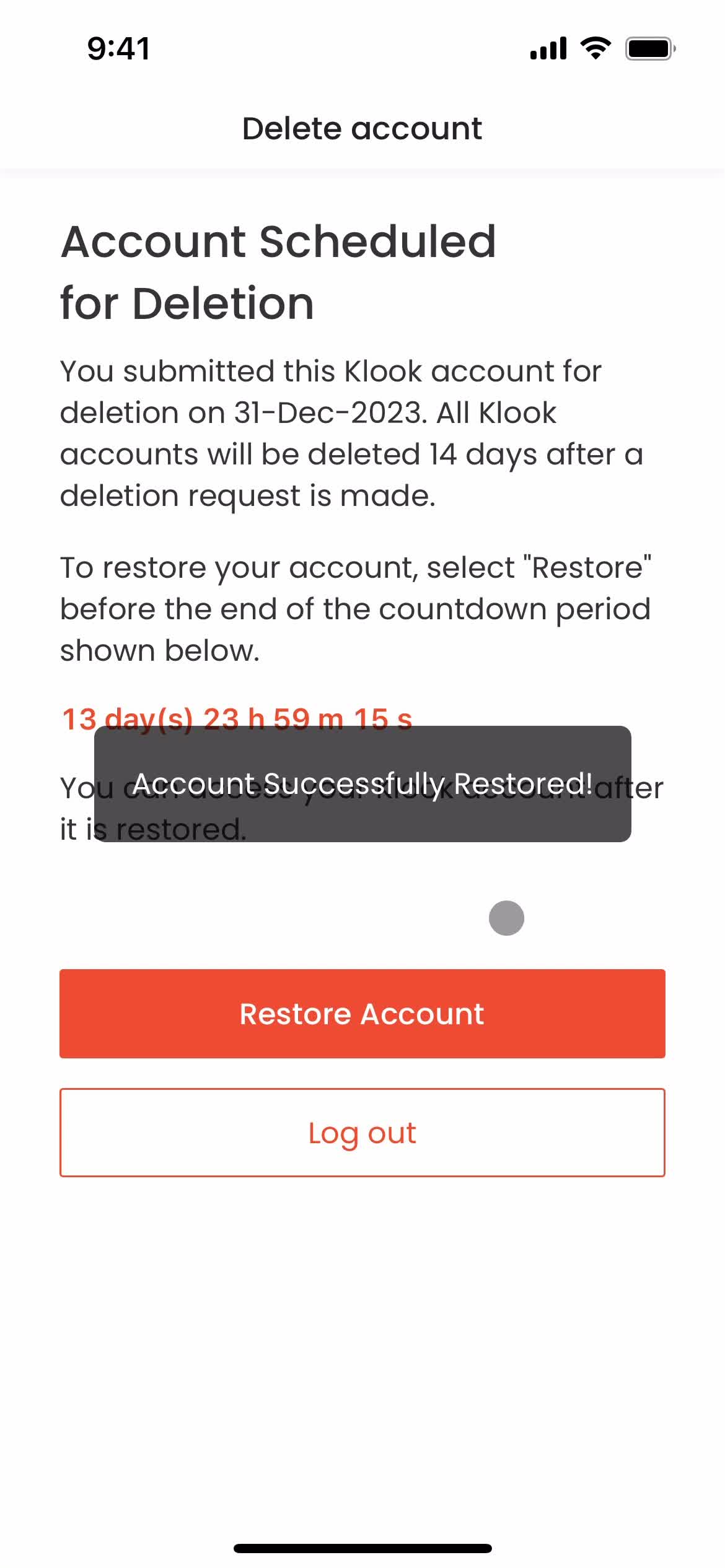 Restoring your account on Klook video thumbnail