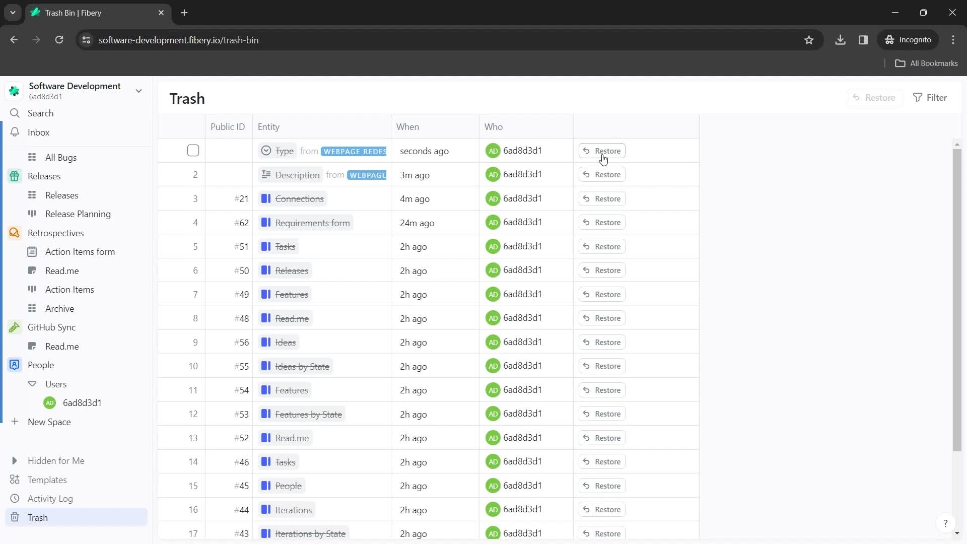 Restoring deleted files on Fibery video thumbnail