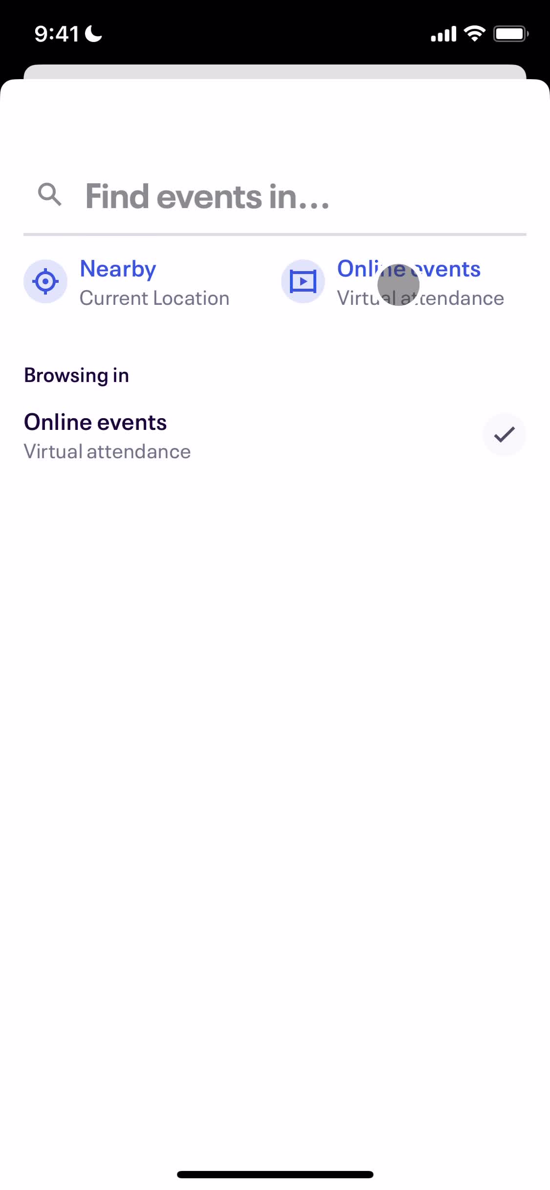 Screenshot of Set location on Saving on Eventbrite user flow