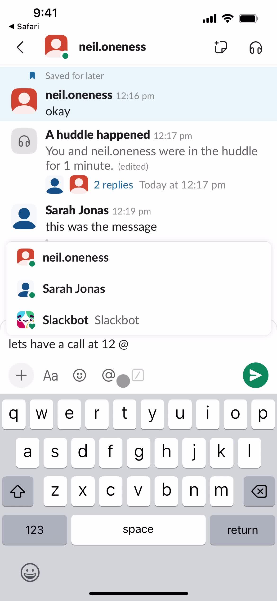 Scheduling a message screenshot