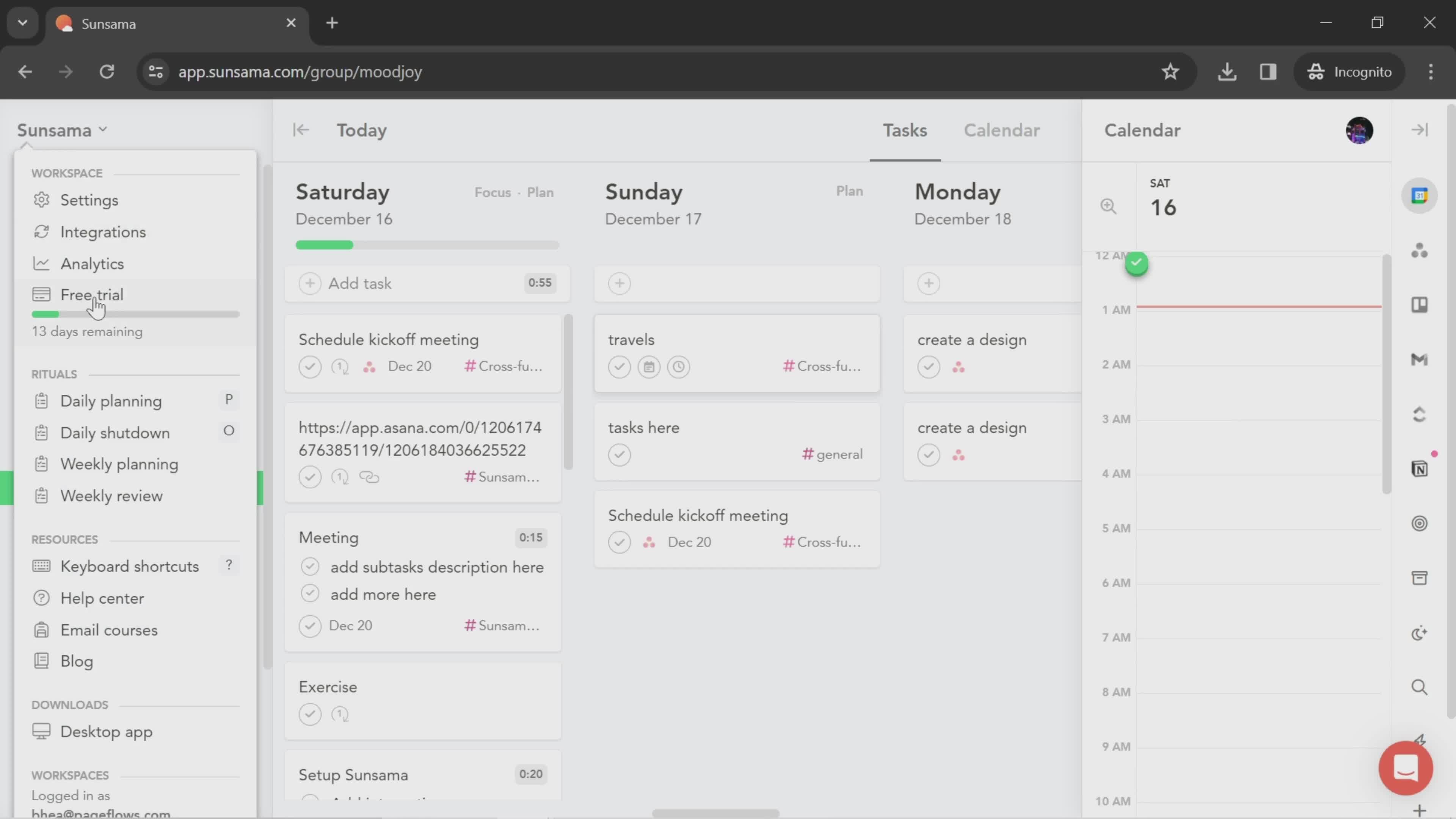 Schedules on Sunsama video thumbnail