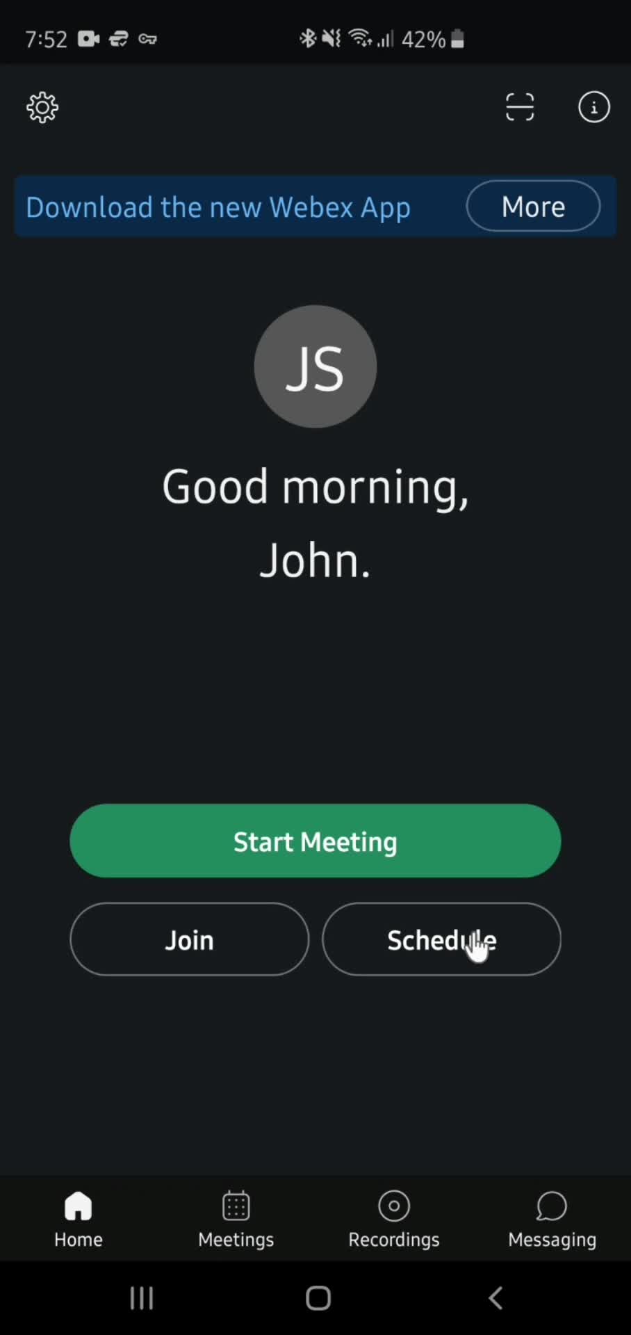 Scheduling a meeting screenshot