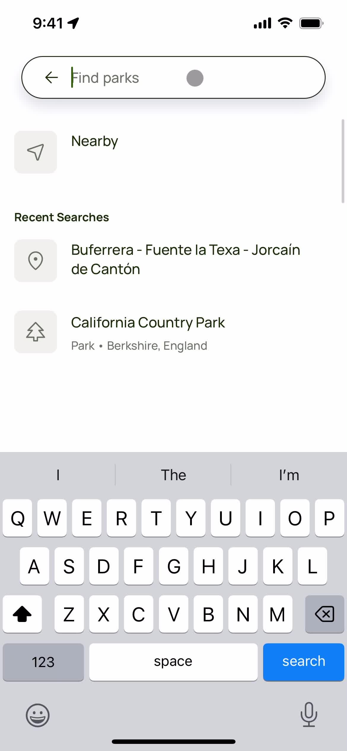 Screenshot of Search on Searching on AllTrails user flow