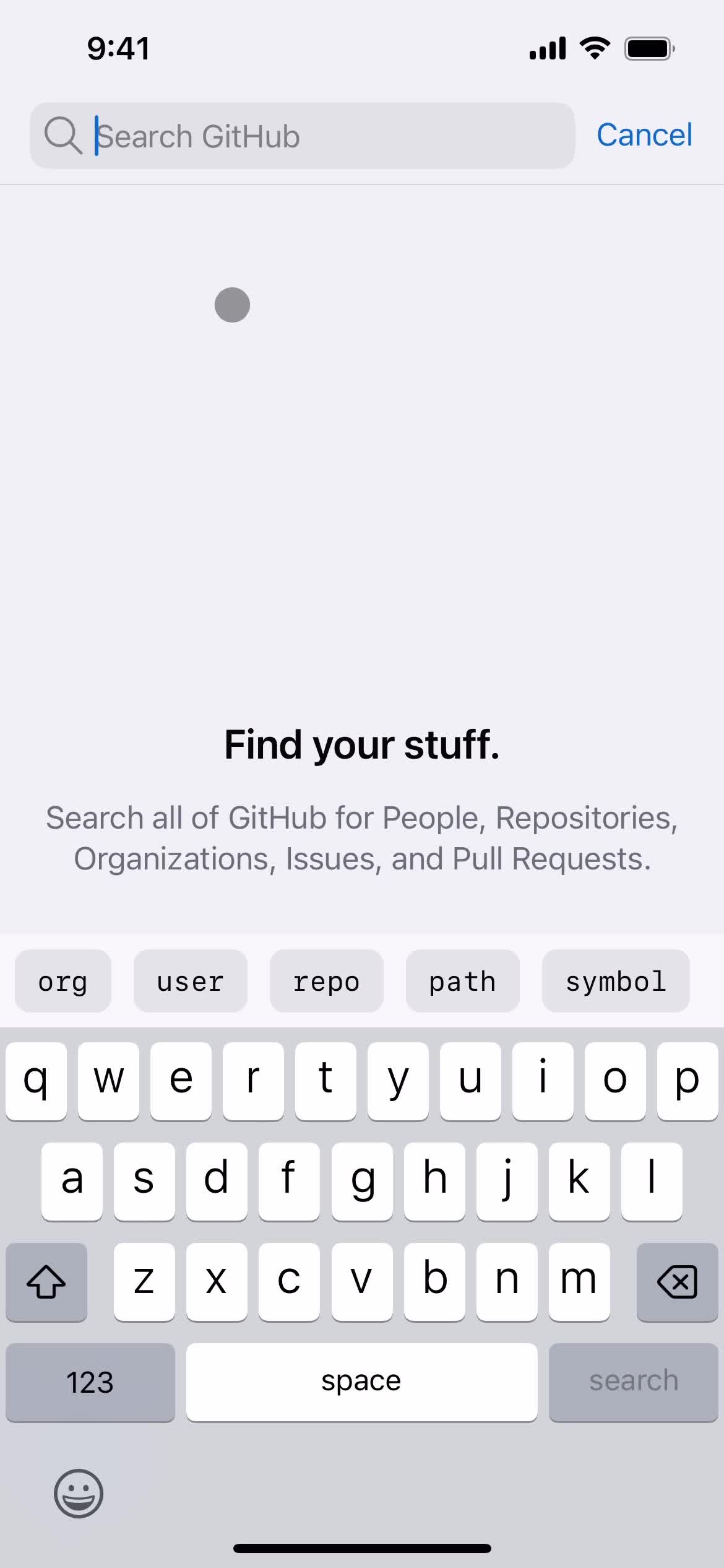 GitHub search screenshot