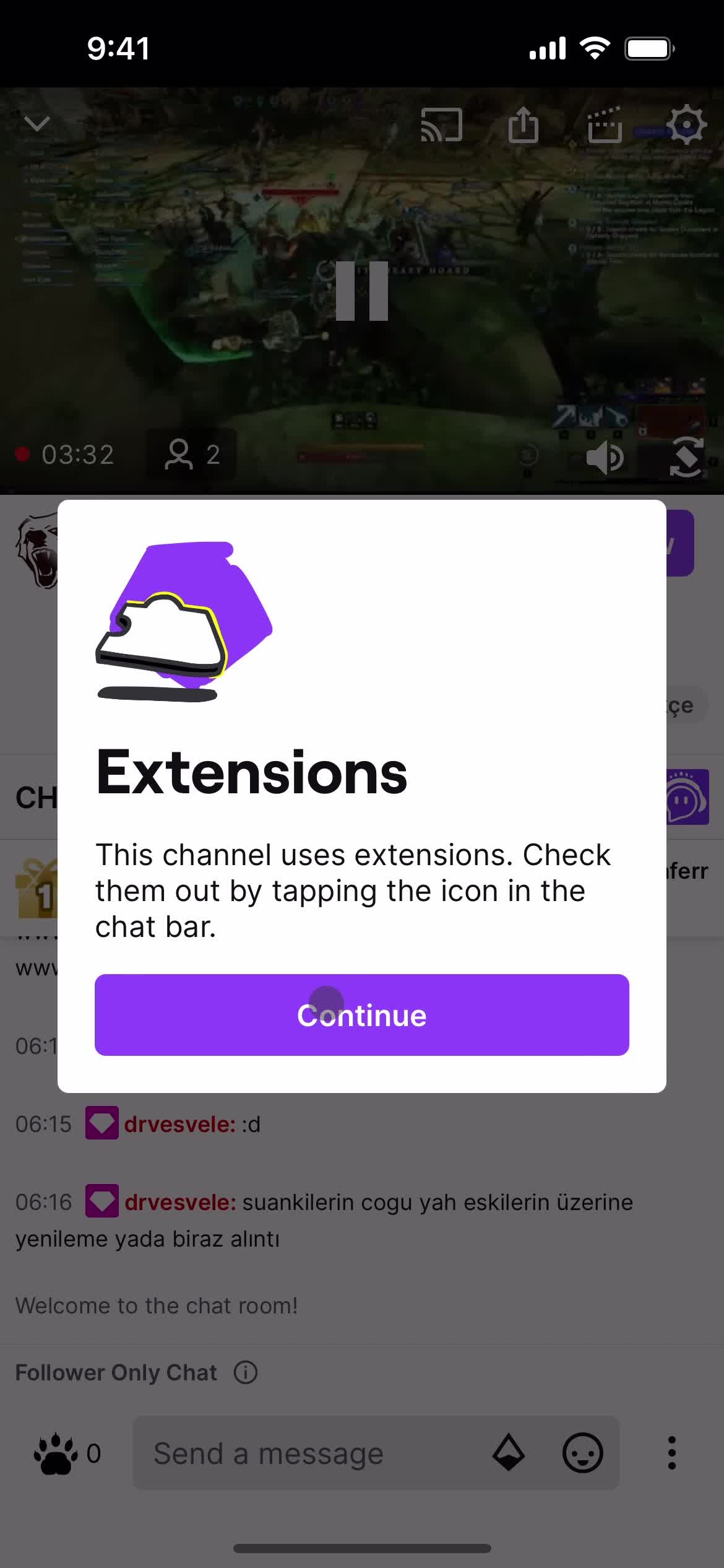Twitch extensions screenshot