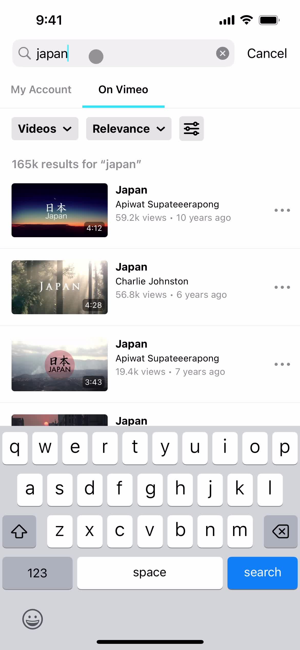 Searching screenshot