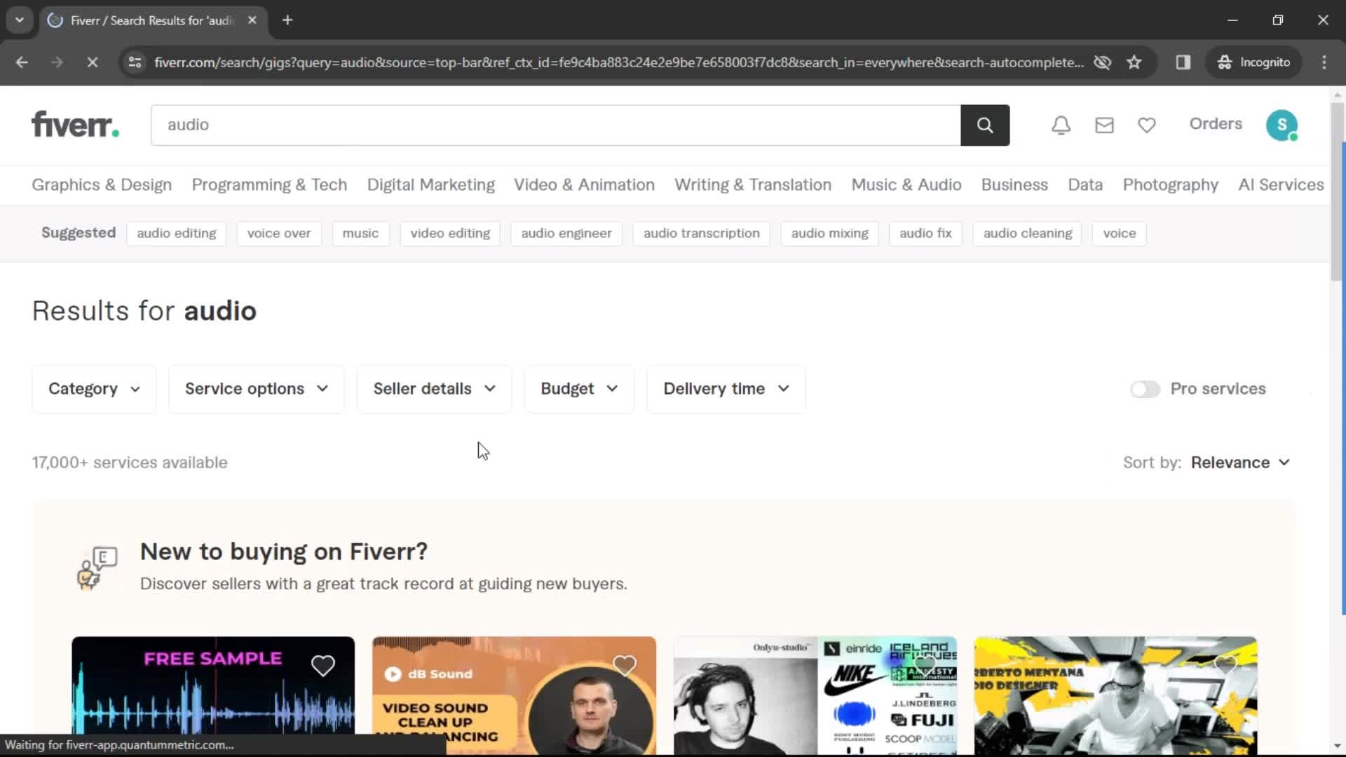 Fiverr search results screenshot