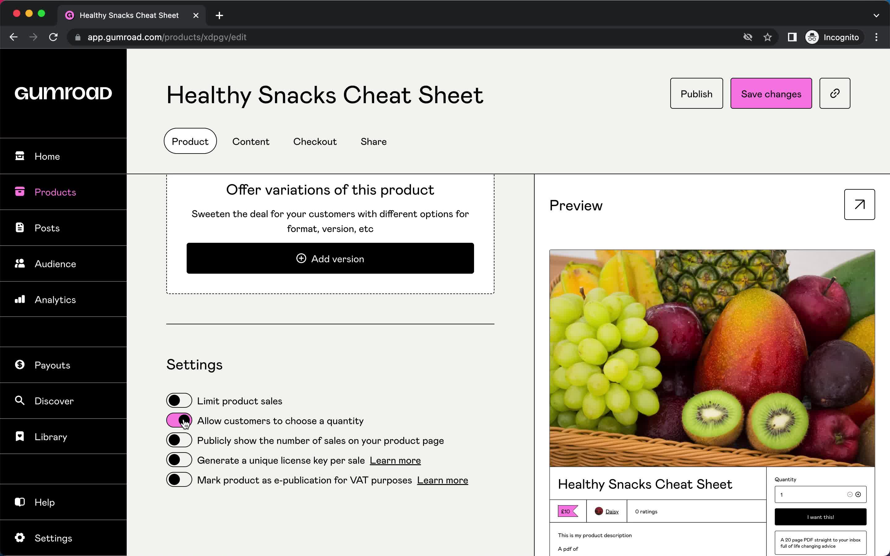 Adding a product screenshot