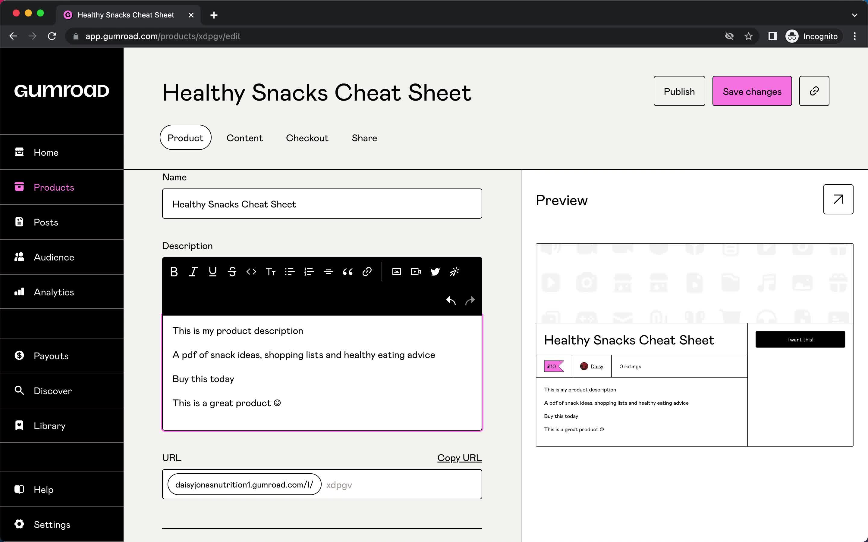 Adding a product screenshot