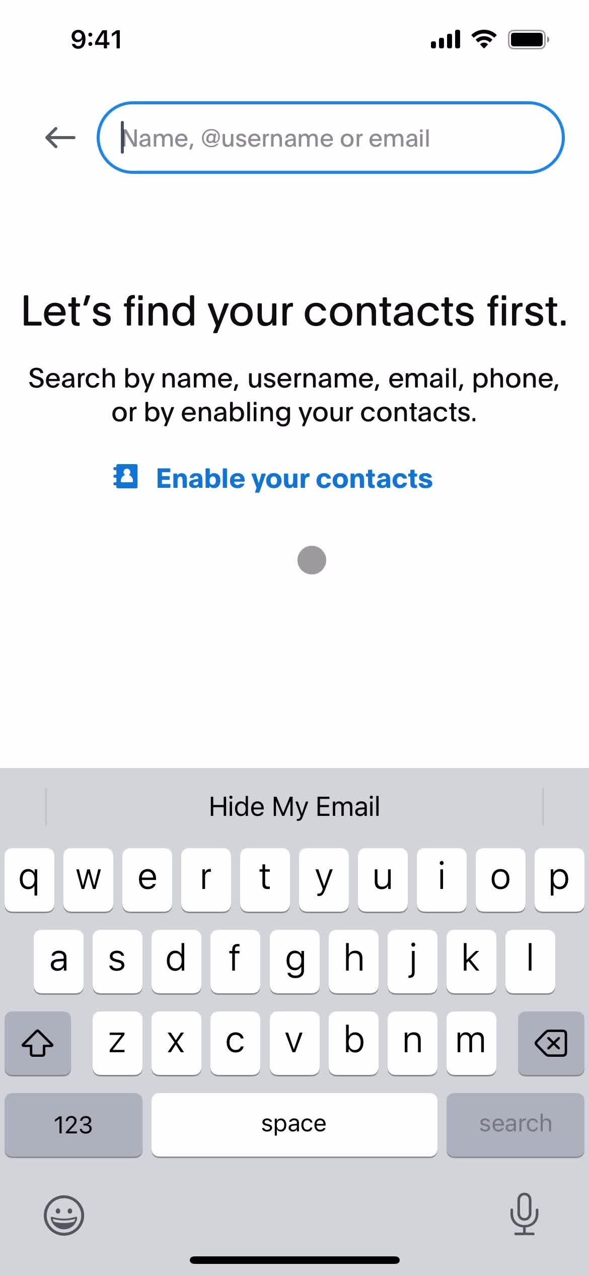 Screenshot of Search contacts on Sending currency on PayPal user flow