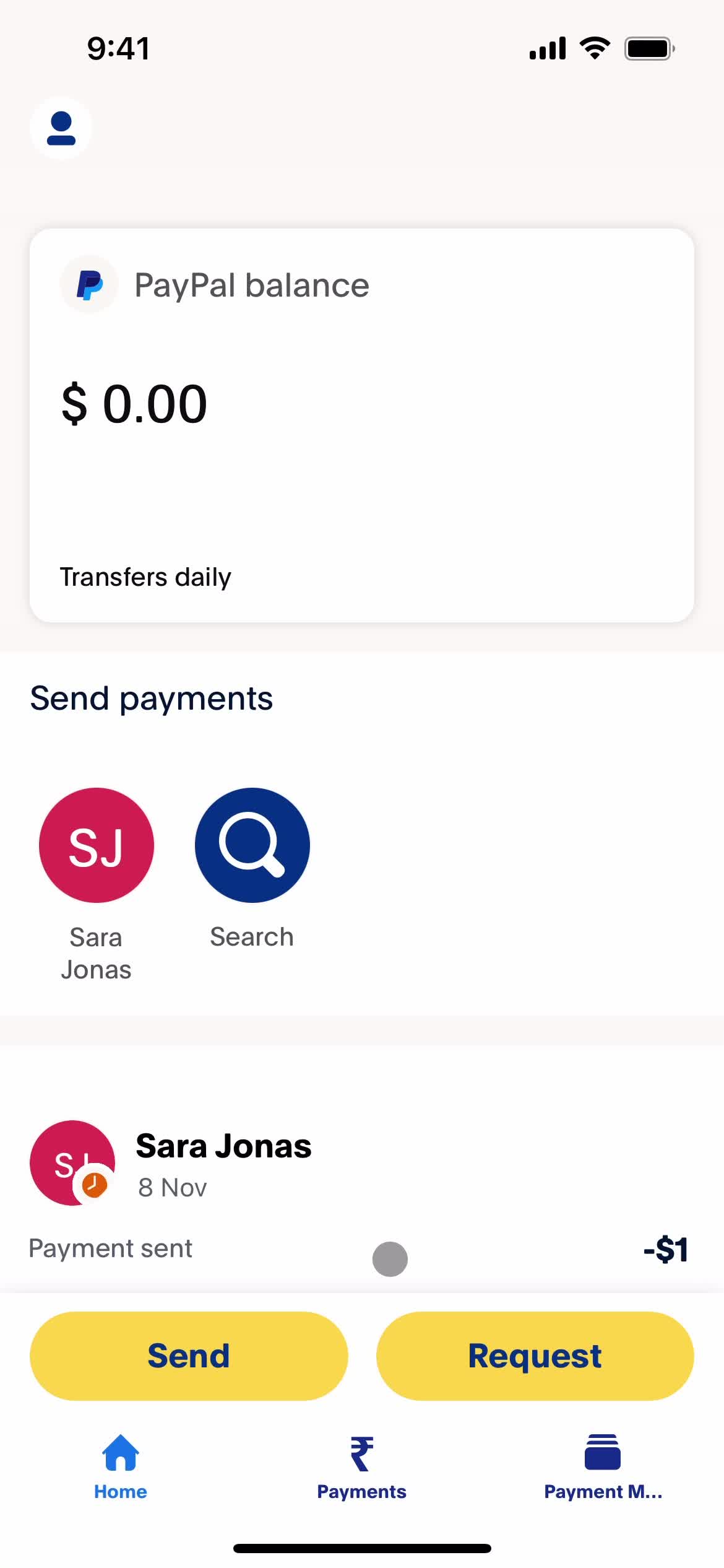 Sending currency screenshot