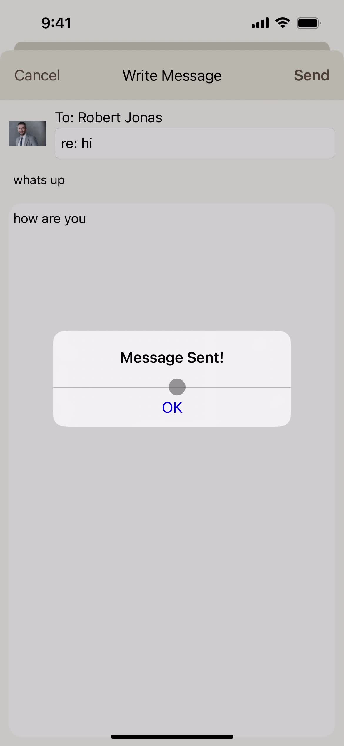 Sending messages screenshot