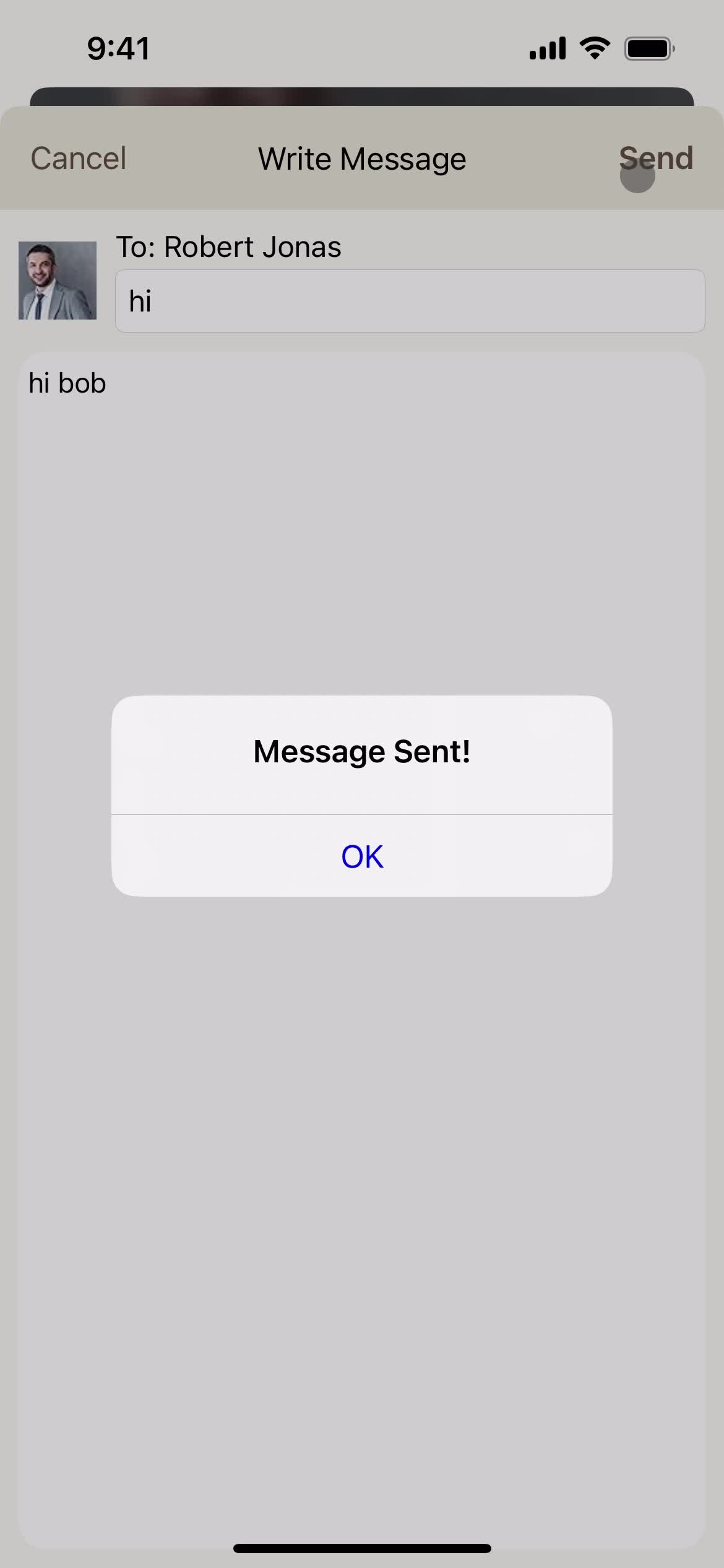 Sending messages screenshot