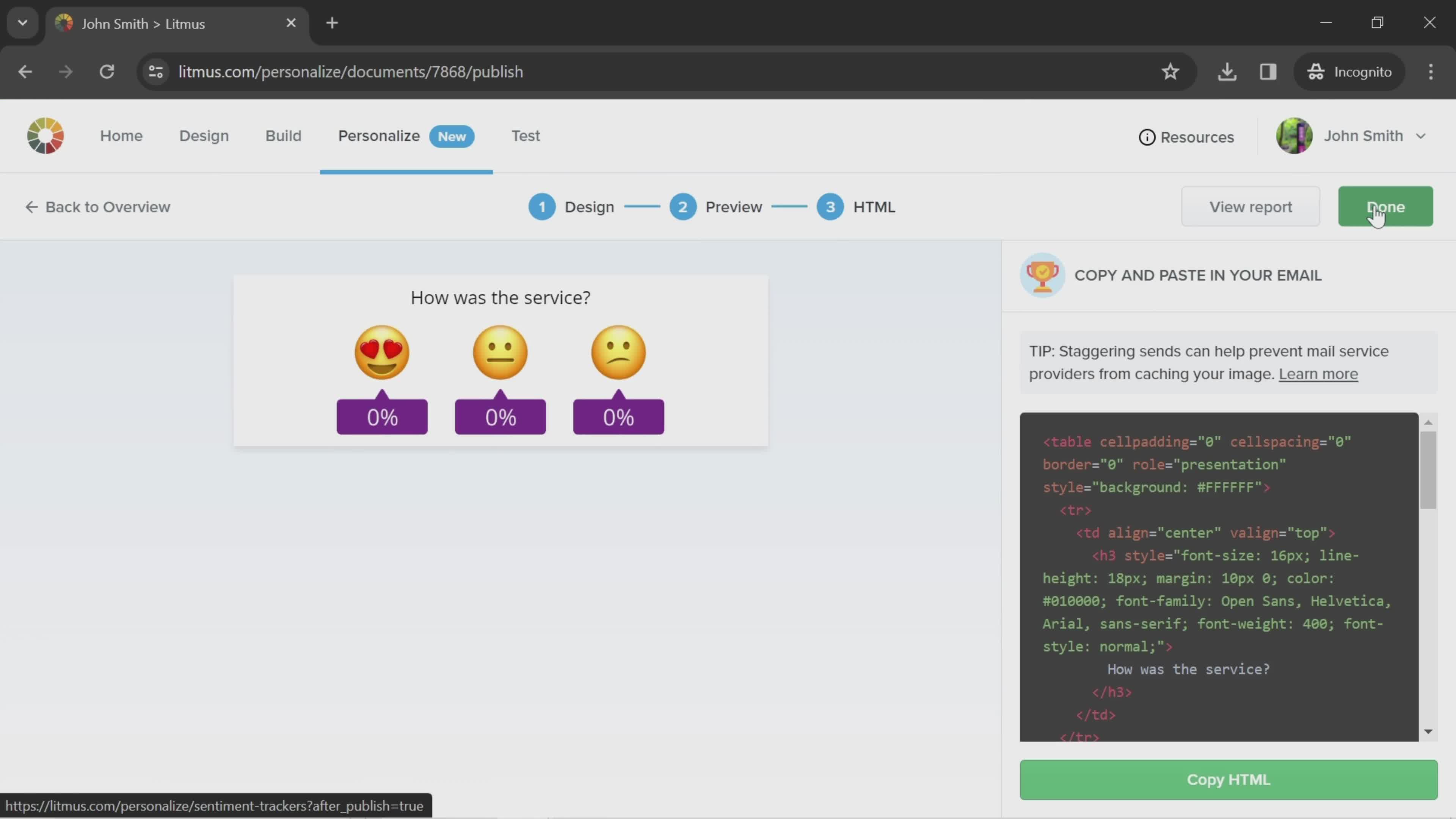 Creating a sentiment tracker screenshot