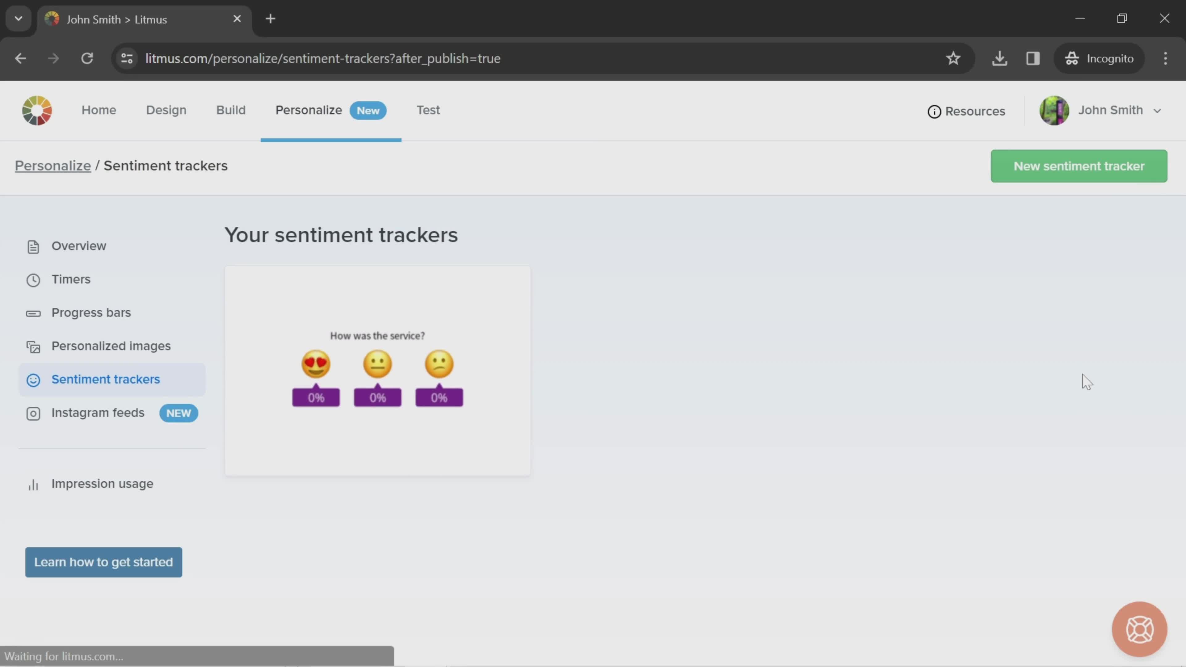 Creating a sentiment tracker screenshot