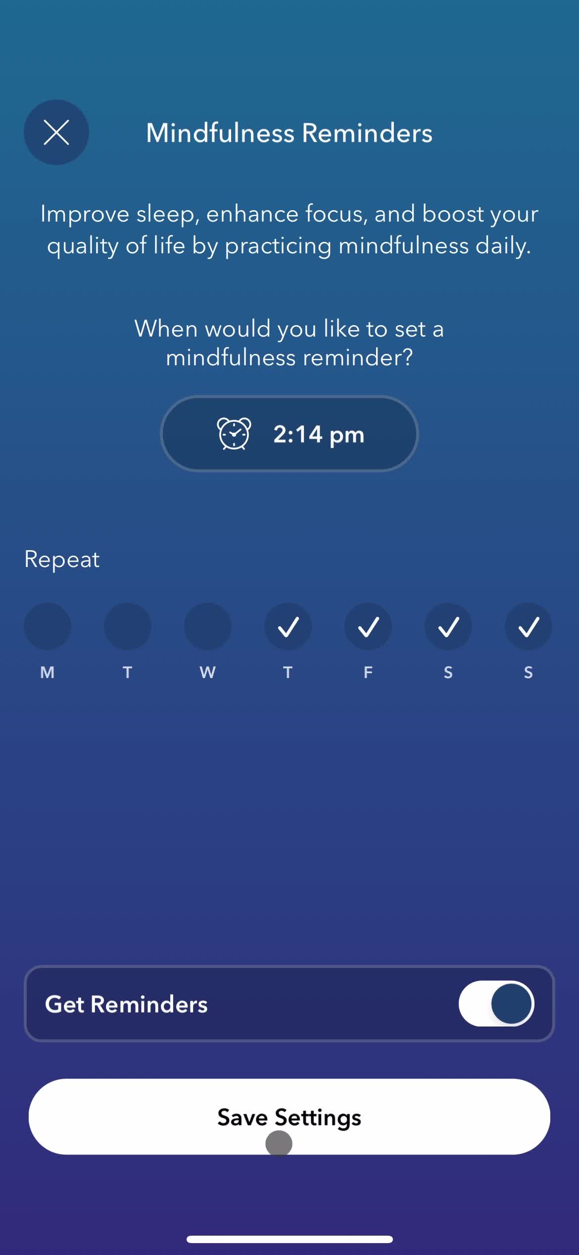 Setting a reminder screenshot