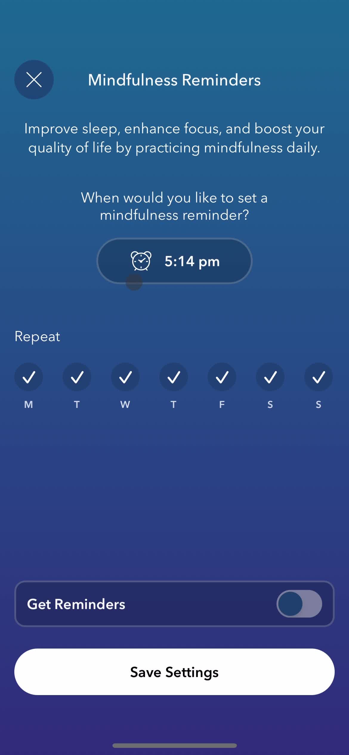 Setting a reminder screenshot