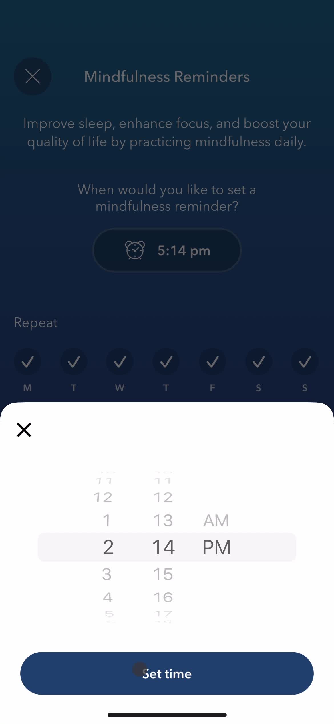 Setting a reminder screenshot