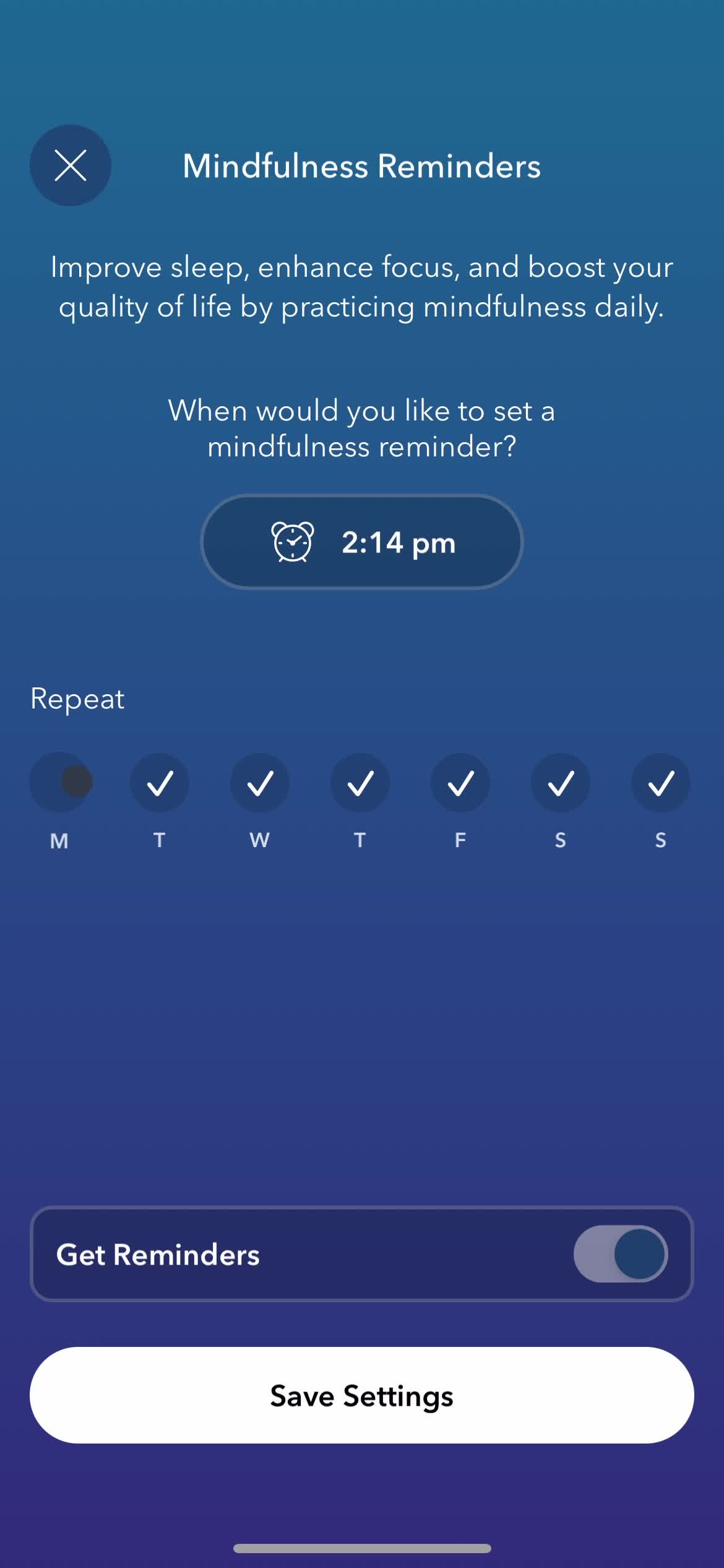 Setting a reminder screenshot