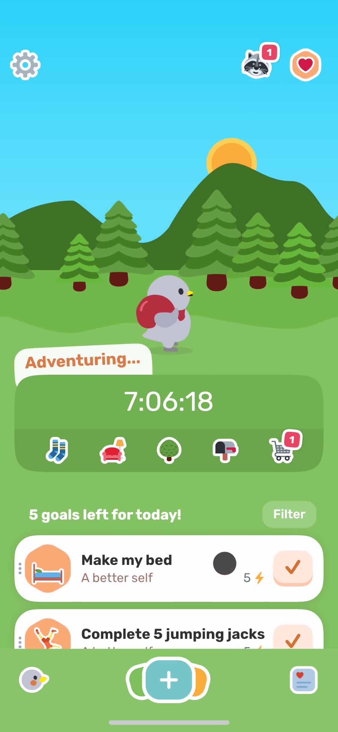 Setting goals screenshot