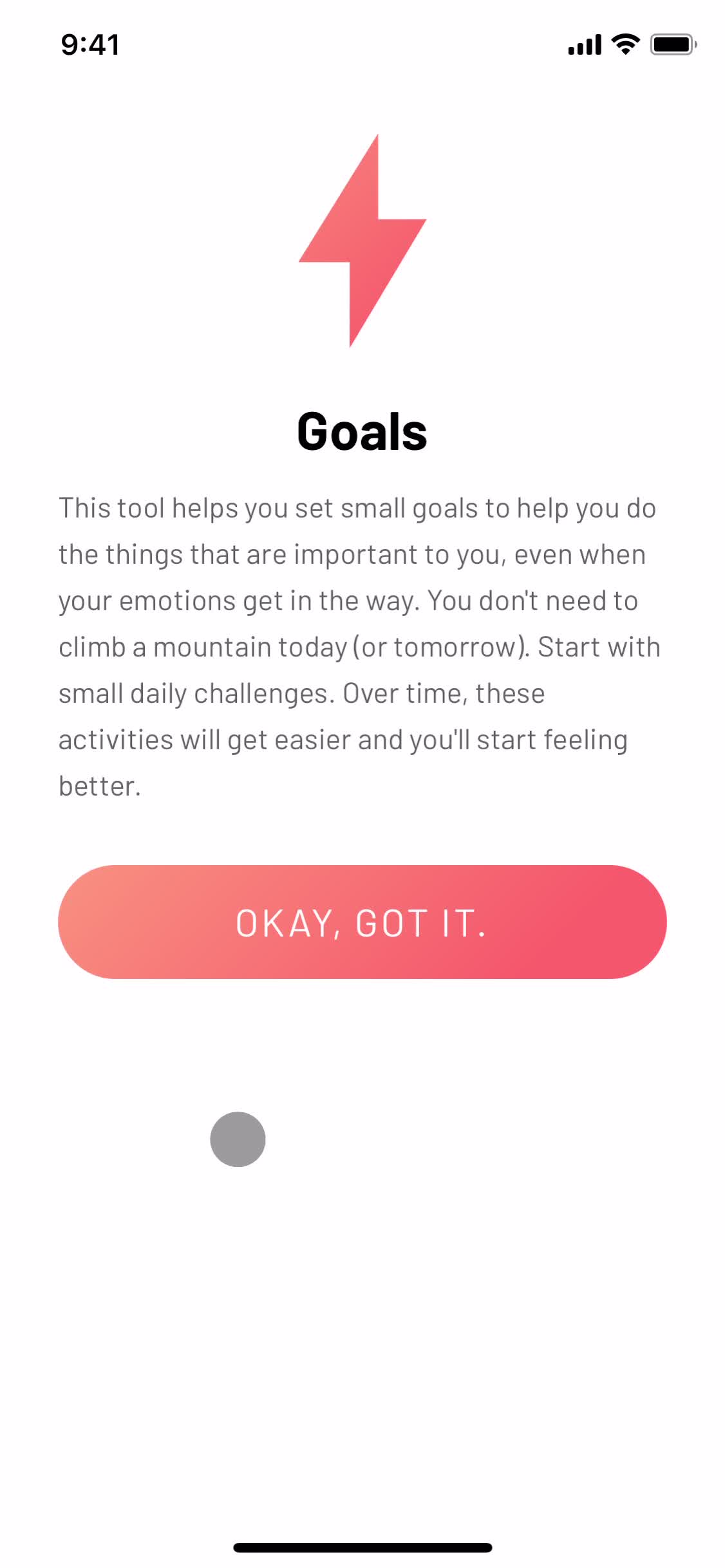 Setting goals screenshot