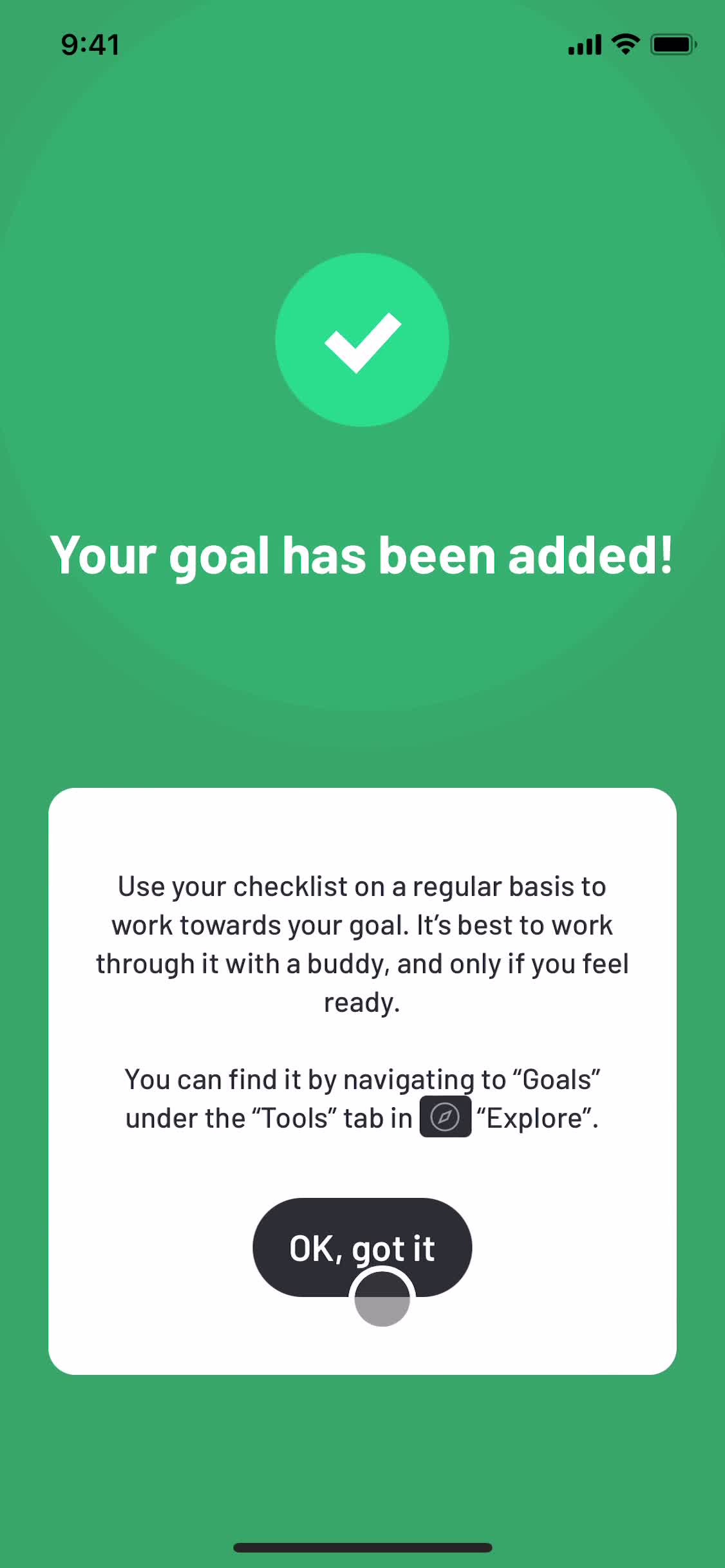 Setting goals screenshot