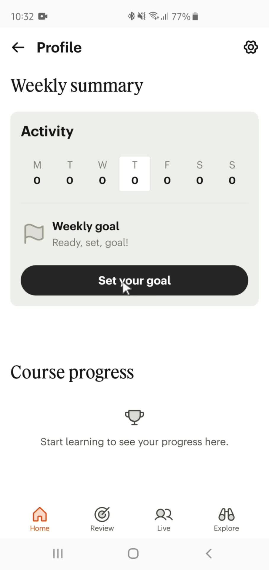 Setting a goal screenshot