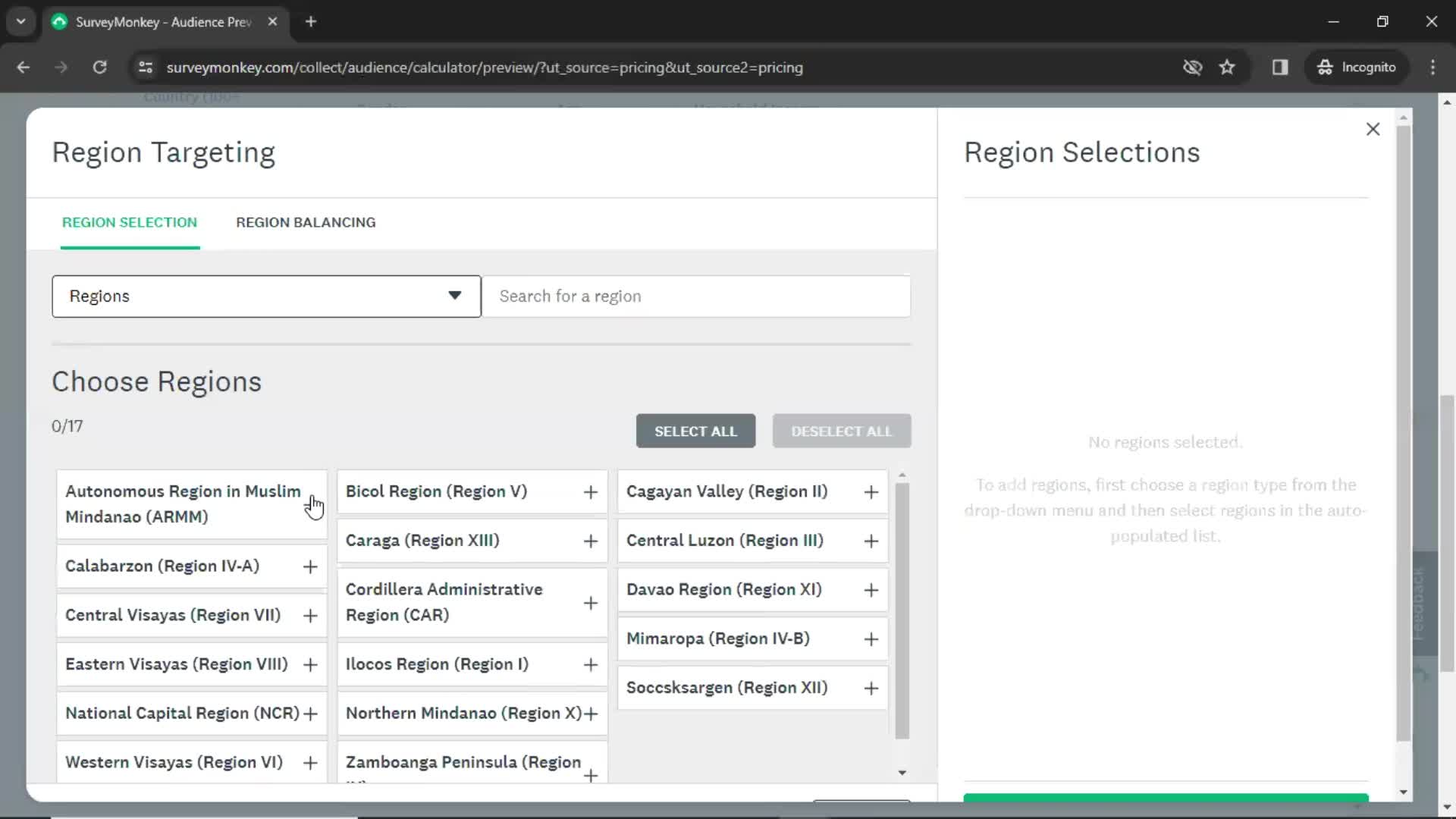 Setting target audience on SurveyMonkey video thumbnail