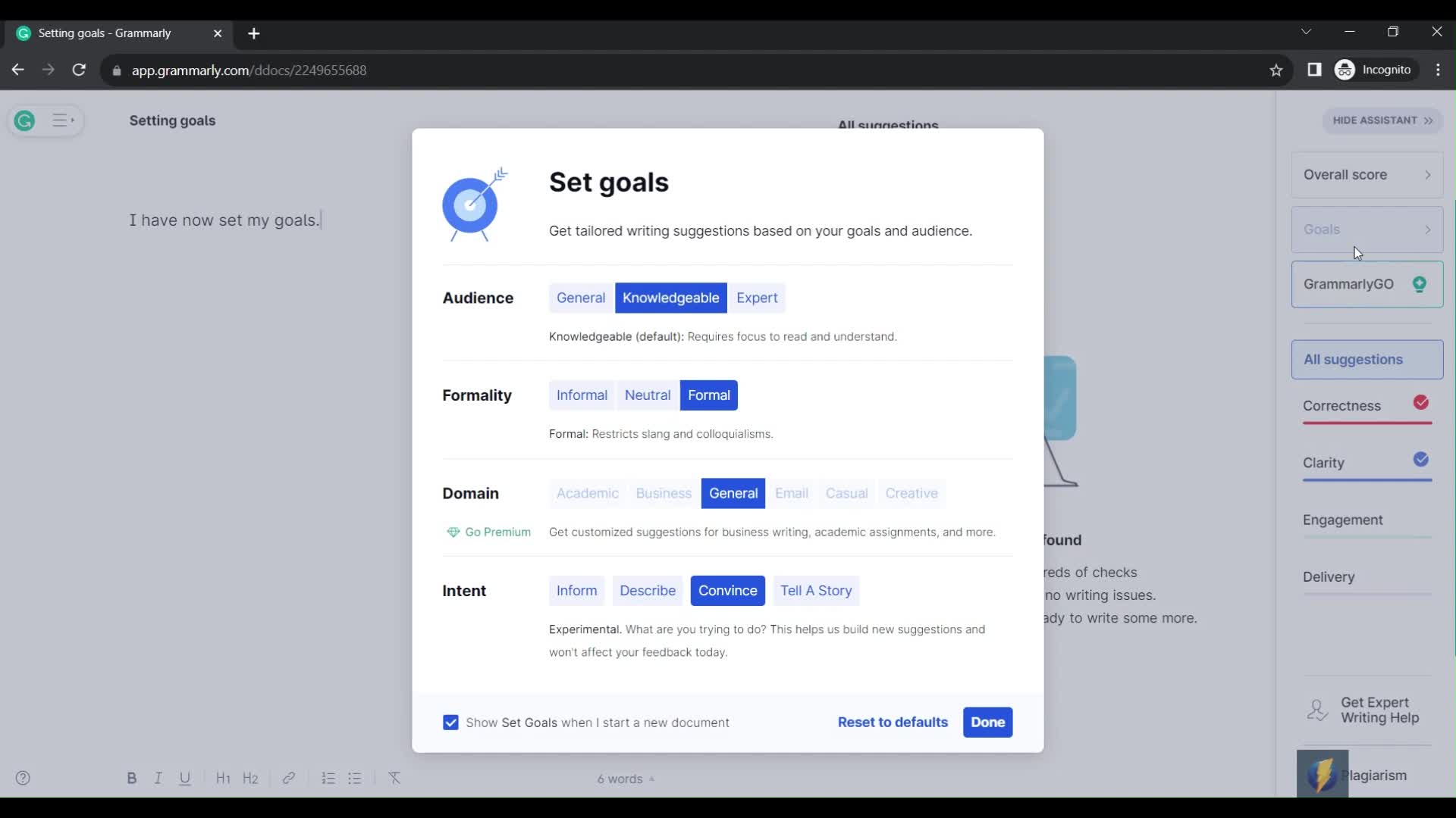 Setting goals on Grammarly video thumbnail