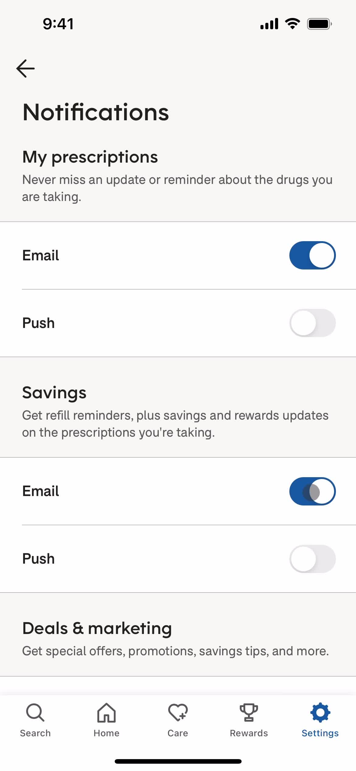 Settings screenshot